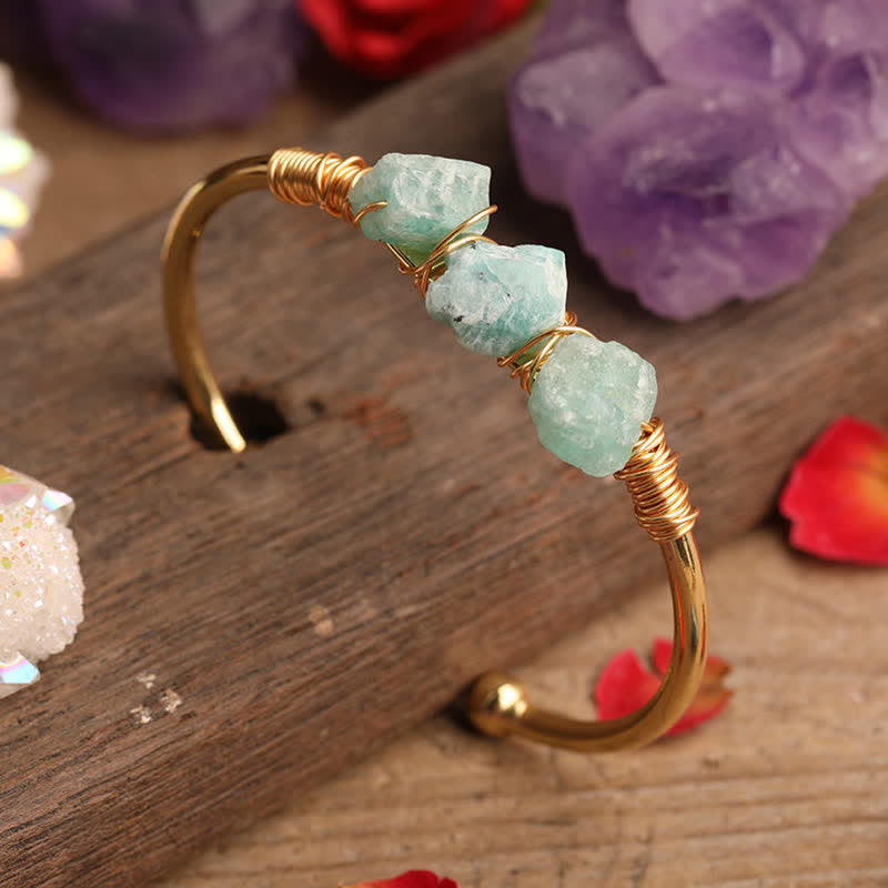 Olivenorma  Vintage Raw Crystal Gemstone Bracelet - Amazonite - image 16