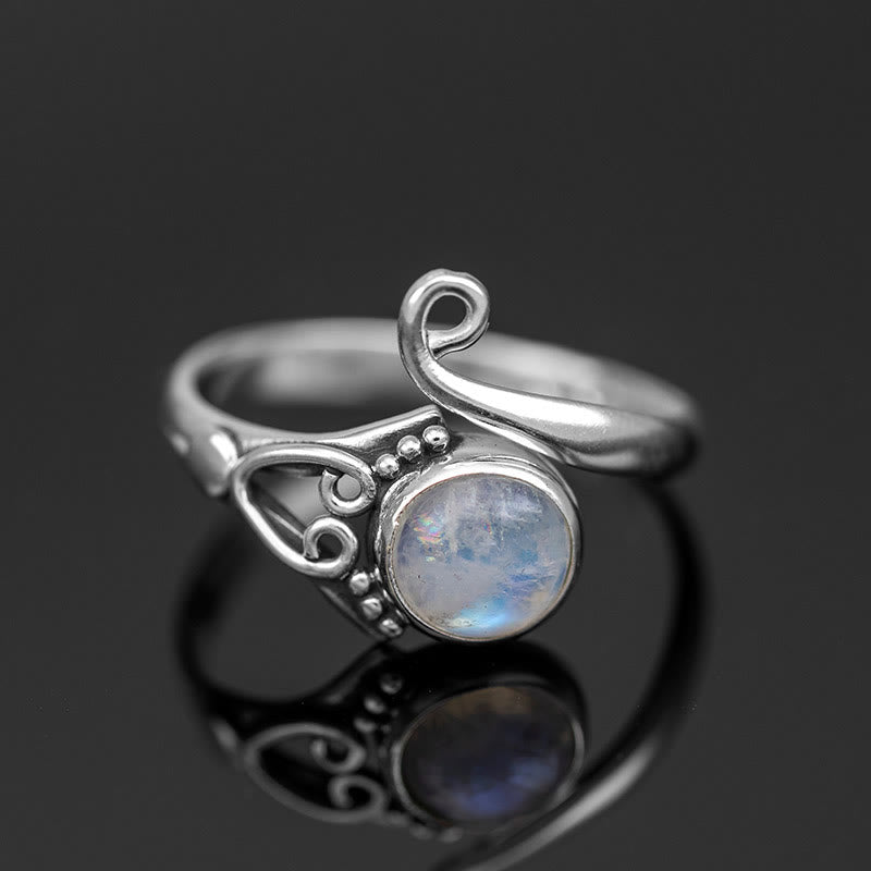 Olivenorma“Purify Energy" - Round Moonstone Retro Ring - Moonstone - image 0