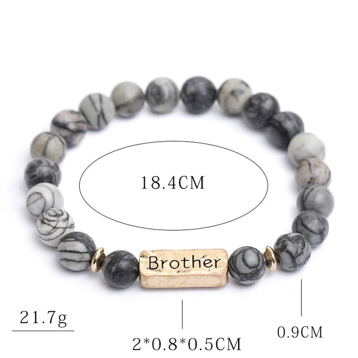 Olivenorma Natural Gemstone Brother Engraving Bracelet - image 14