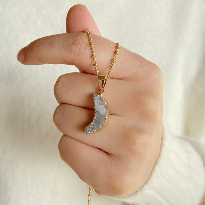 Olivenorma Natural Crystal Crescent Moon Necklace - Clear Crystal - image 1