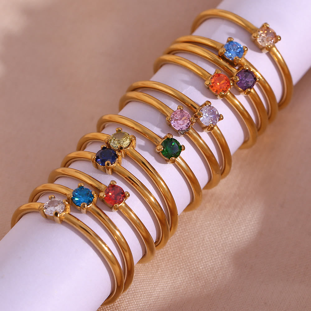 Olivenorma Simple Birthstone Stainless Steel Plated 18k Ring - image 38