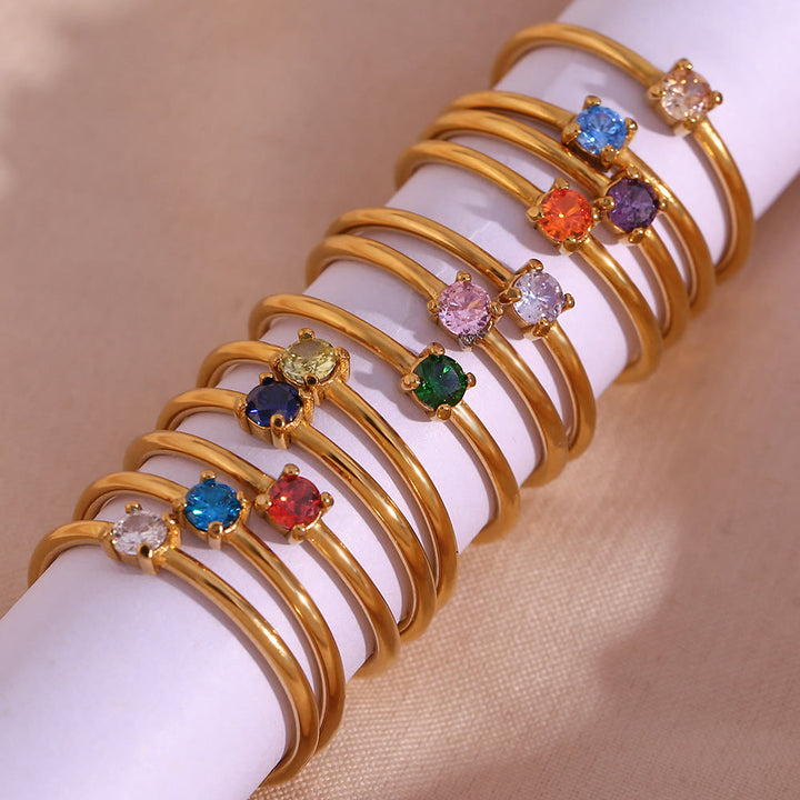 Olivenorma Simple Birthstone Stainless Steel Plated 18k Ring - image 38