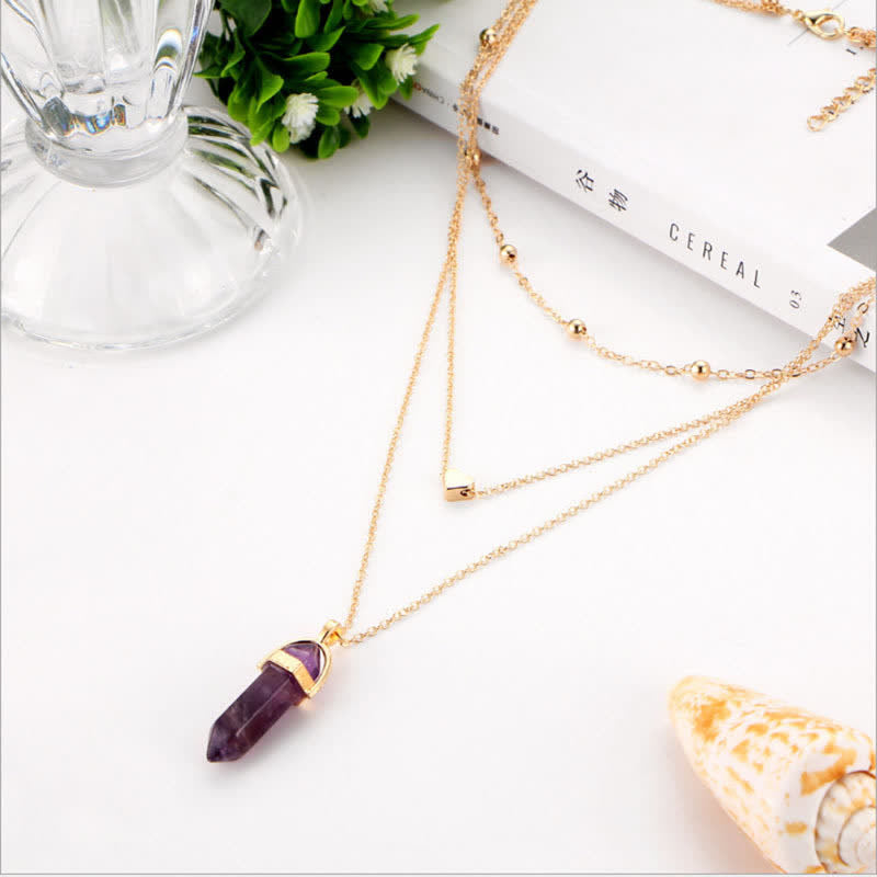 Natural Crystal Hexagonal Gemstone Necklace - image 6