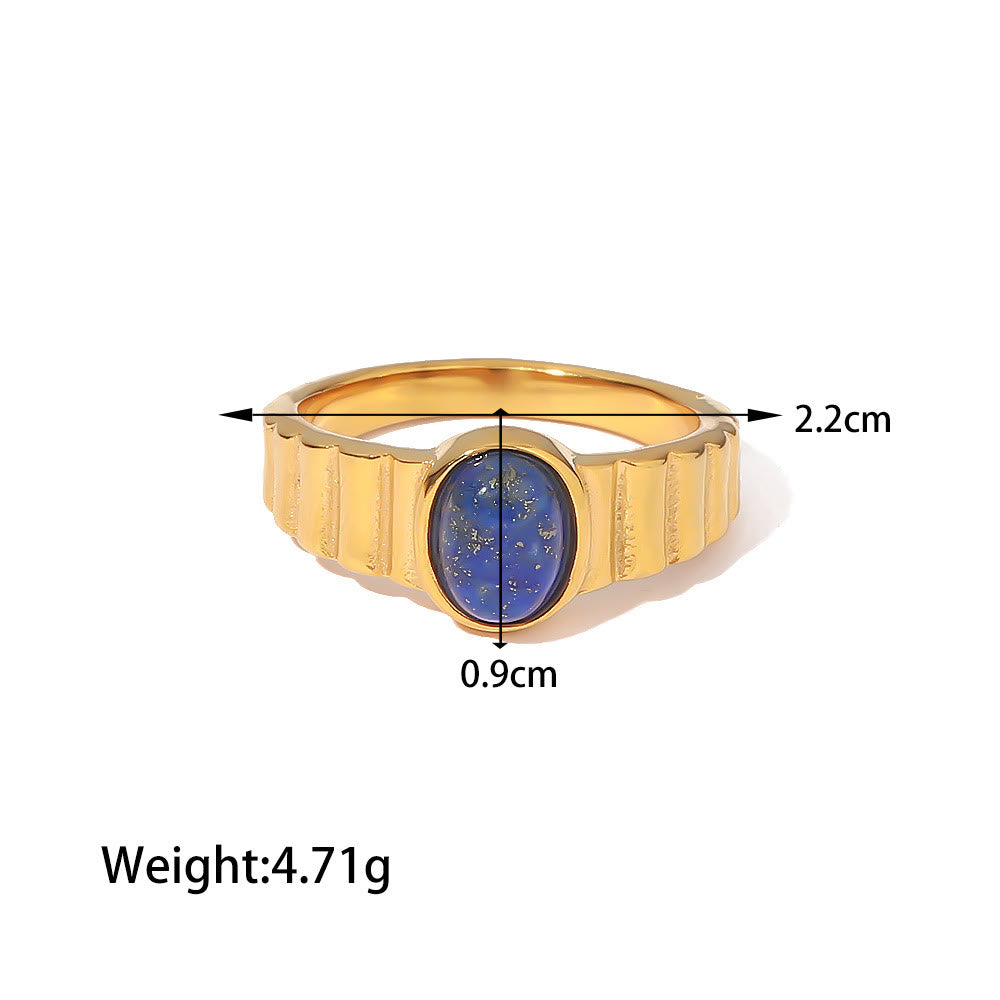 Olivenorma Court Vintage Titanium Steel Lapis Lazuli Ring Set - 8 - Lapis Lazuli#6 - image 6