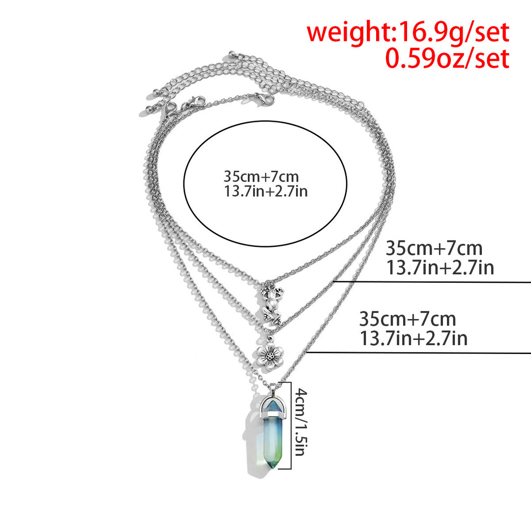 Olivenorma Electroplated Color Artificial Crystal Frog Flower Pendant Necklace Set - image 8