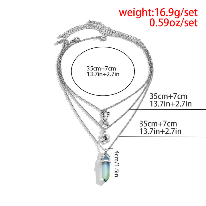 Olivenorma Electroplated Color Artificial Crystal Frog Flower Pendant Necklace Set - image 8