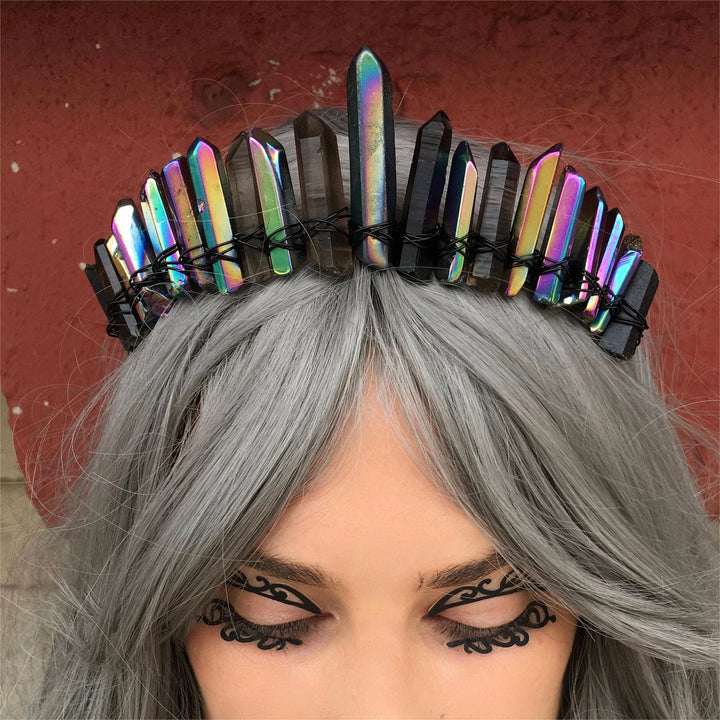 Olivenorma Labradorite Smoky Quartz Goth Witch Crystal Crown - Labradorite&Smoky Quartz - image 0