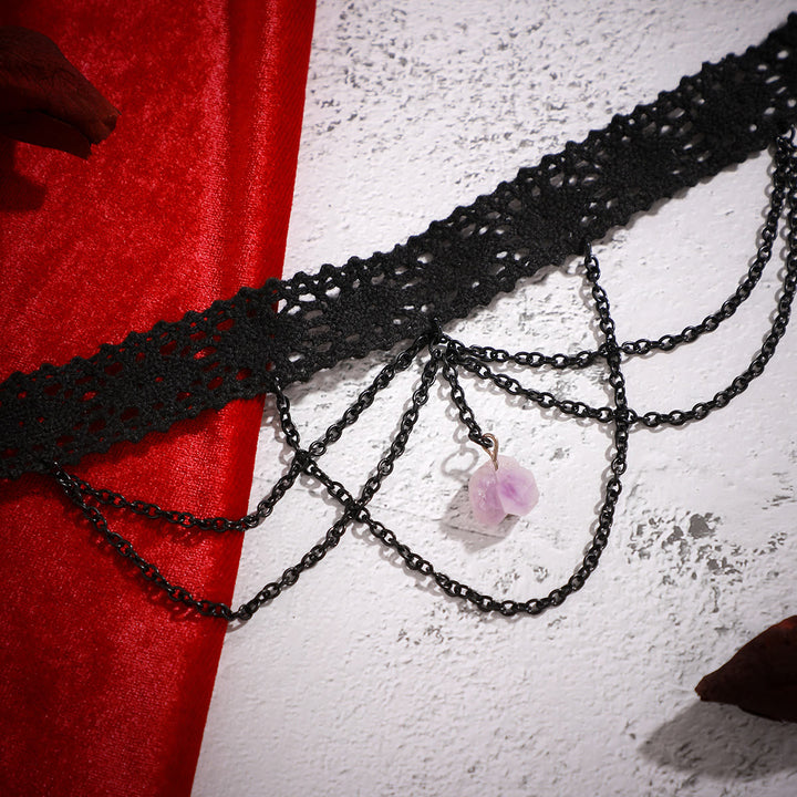Olivenorma Amethyst Halloween Gothic Lace Choker Necklace - image 8