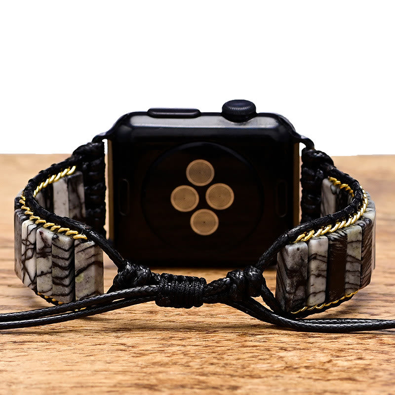 Olivenorma Black Jasper Beaded Apple Watch Strap Wrap Bracelet - image 1