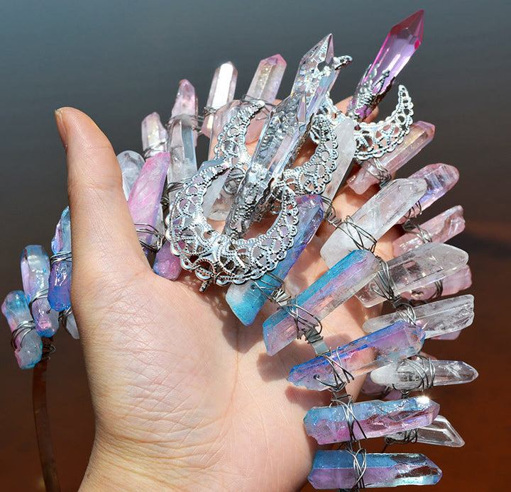Olivenorma Pink Blue Titanium Quartz Crown with Crystal Centrepiece - image 6