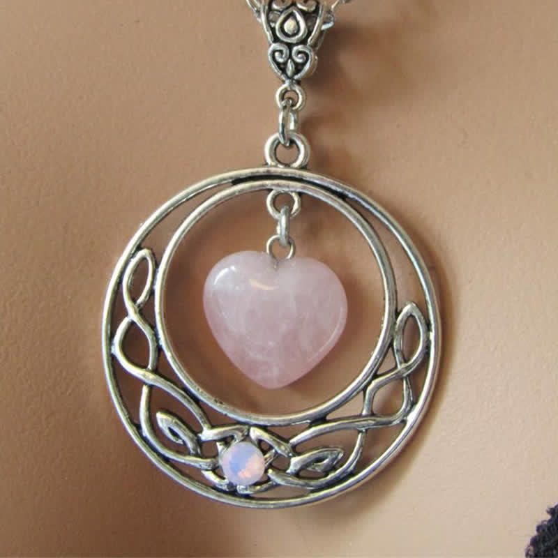 Olivenorma Bohemia Rose Quartz Heart Moon Star Necklace - image 2