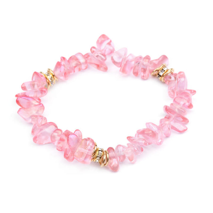 Olivenorma Irregular Stone Crystal Crushed Beads Bracelet - Rose Quartz - image 18
