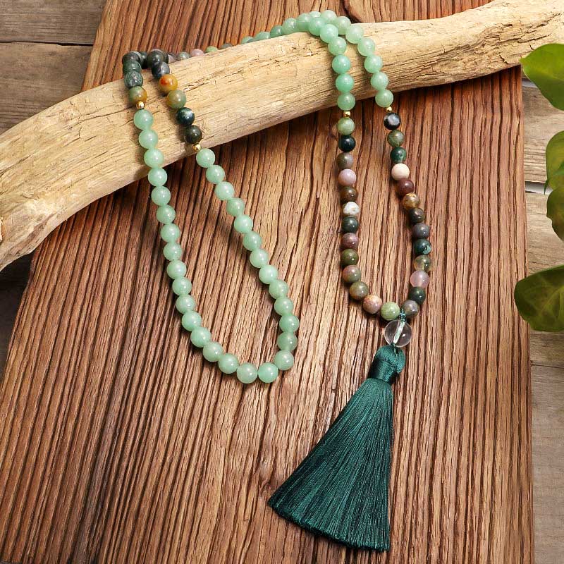 Olivenorma Green Aventurine Indian Agate Necklace Bracelet Mala - image 1