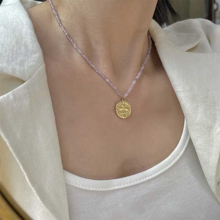 Olivenorma Natural Crystal Metal Plate Pendant Necklace - image 20
