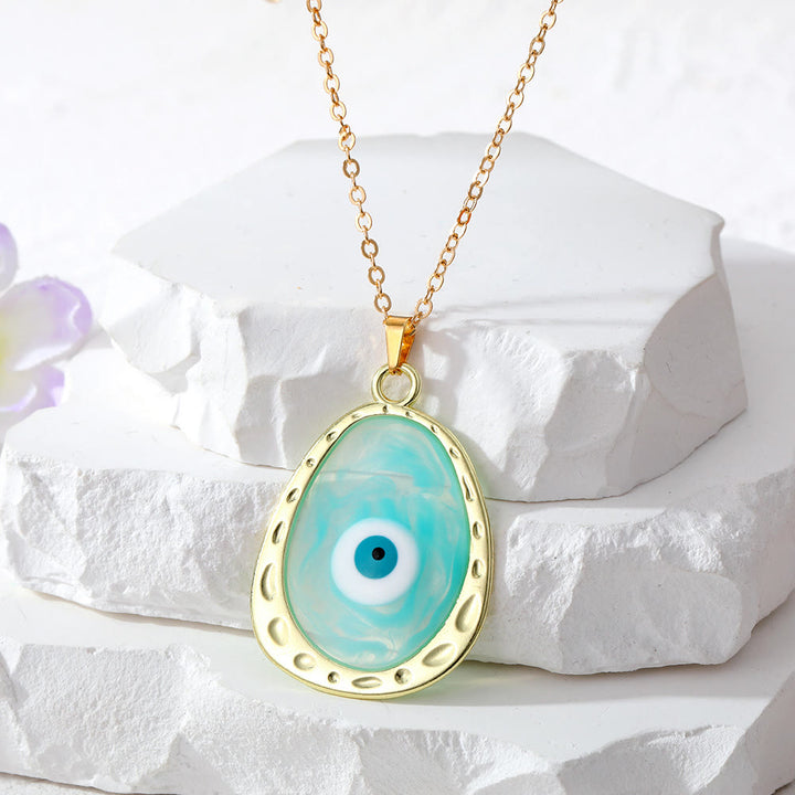 Olivenorma Multicolor Epoxy Evil Eye Necklace - Light Blue Evil Eye - image 2