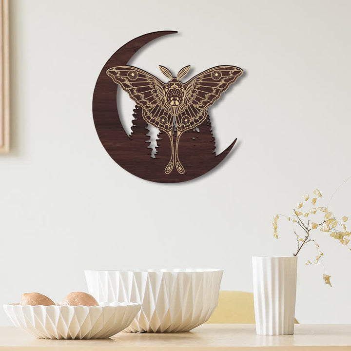 Olivenorma Crescent Moon Moth Wooden Wall Decor - image 7