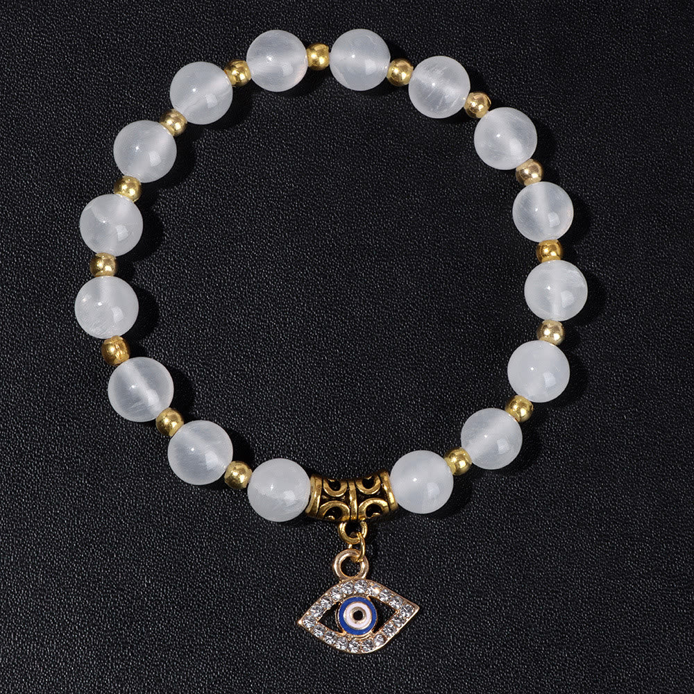 Olivenorma Natural Stone Beaded Evil Eye Pendant Bracelet - image 5