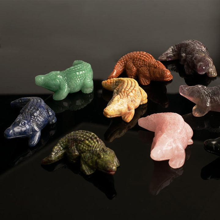 Olivenorma 2'' Crystal Carved Crocodile Figurine Gemstone Decoration - image 15