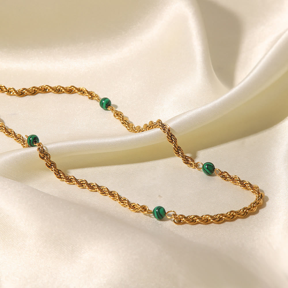 Olivenorma Natural Malachite Beaded Clavicle Twist Necklace - image 3
