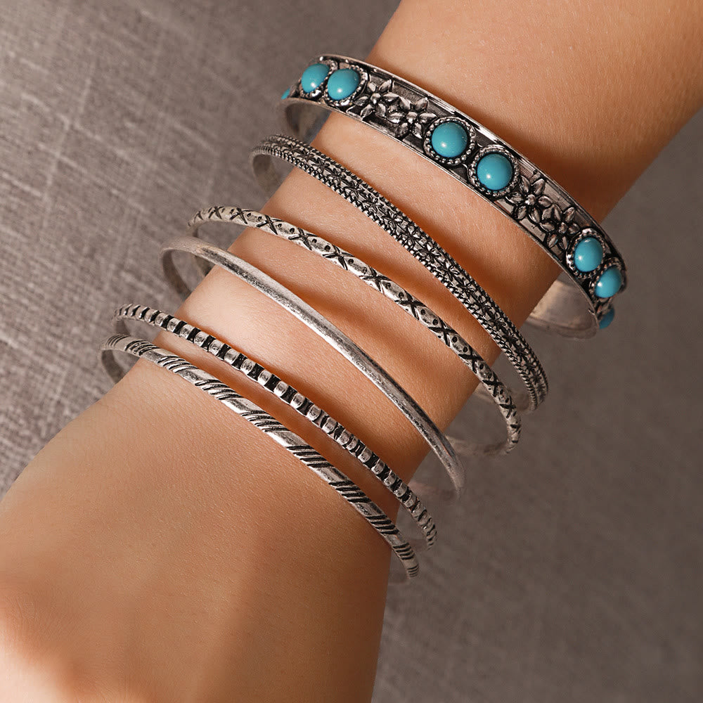 Olivenorma Bohemian Ethnic Exaggerated Metal Turquoise Bracelet - image 3