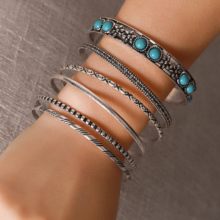 Olivenorma Bohemian Ethnic Exaggerated Metal Turquoise Bracelet - image 3