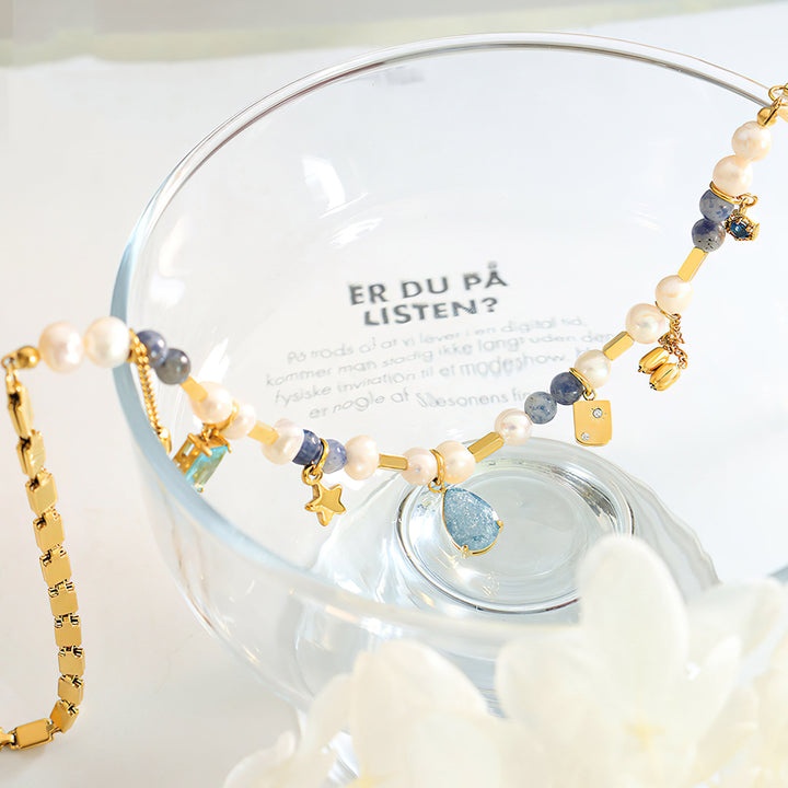 Olivenorma Aquamarine Pearl Beaded Star Pendant Necklace - image 6