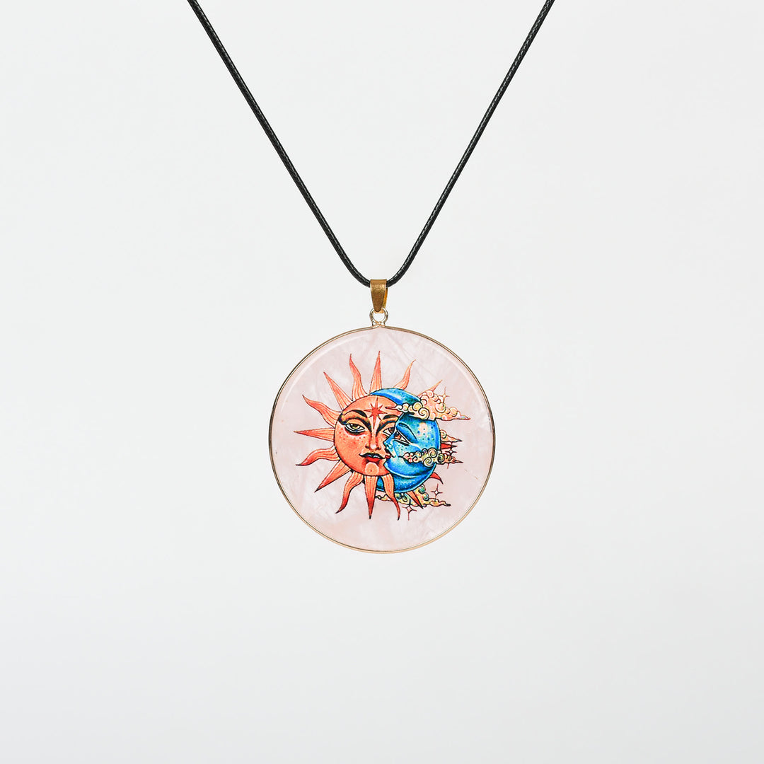 Olivenorma Crystal Hamsa Chakra Tree Of Life Necklace - Rose Quartz - Sun Moon - image 9