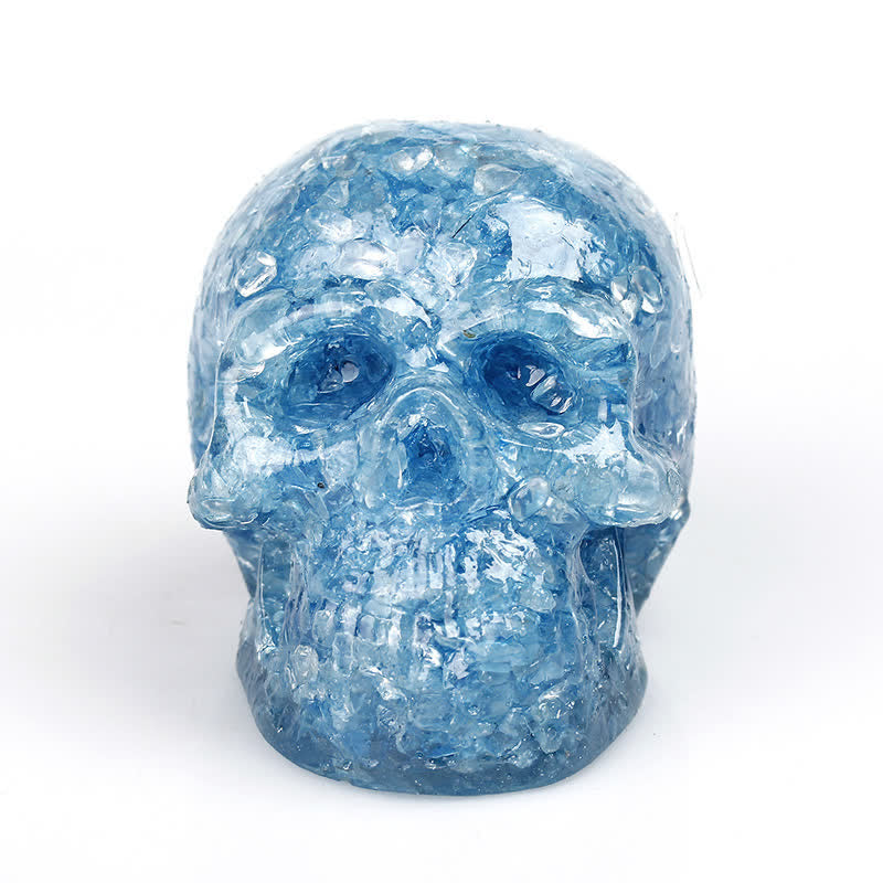 Olivenorma Natural Crystal Skull Gemstone Decoration  - Aquamarine - image 9