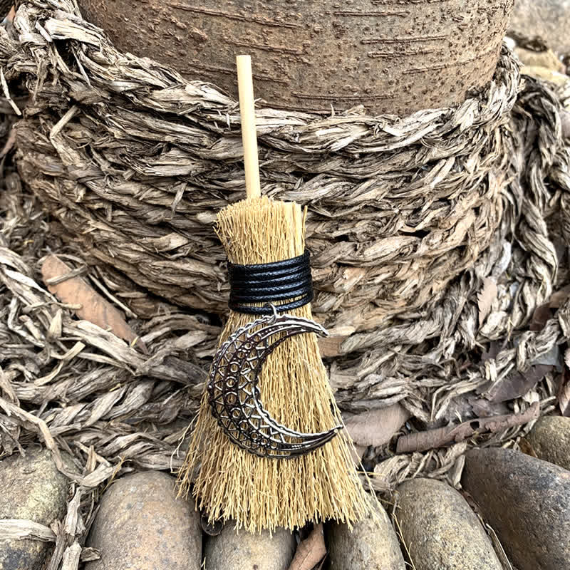 Olivenorma Handmade Mini Broom Crystal Ornamet - Black Moon #2 - image 24