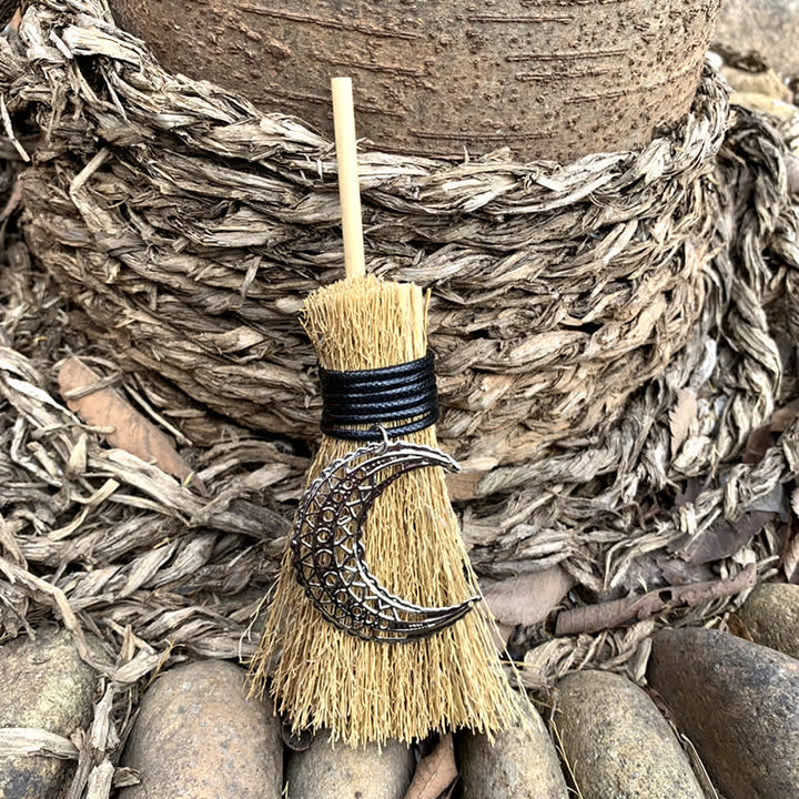Olivenorma Handmade Mini Broom Crystal Ornamet - Black Moon #2 - image 24
