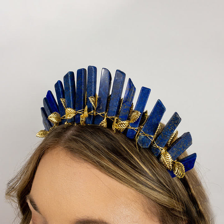 Olivenorma Lapis Lazuli Moon Witch Crystal Crown - Gold - image 0