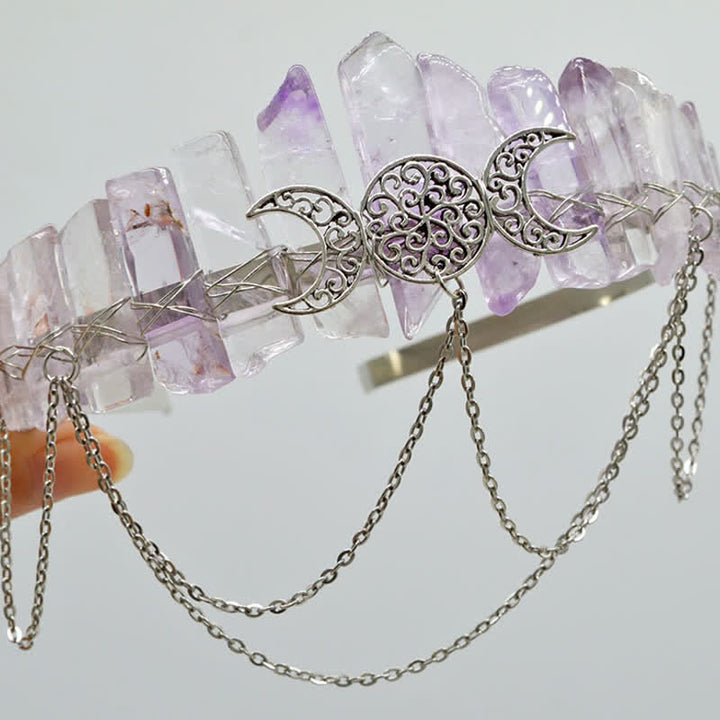 Olivenorma Cresent Moon Goddess Natural Crystal Crown - Amethyst#3 - image 38