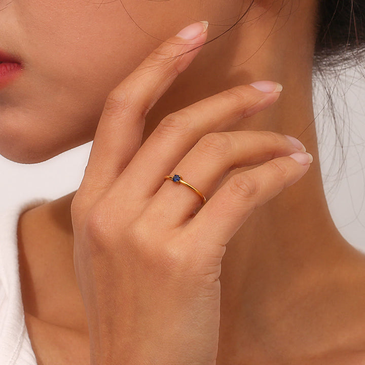 Olivenorma Simple Birthstone Stainless Steel Plated 18k Ring - image 26
