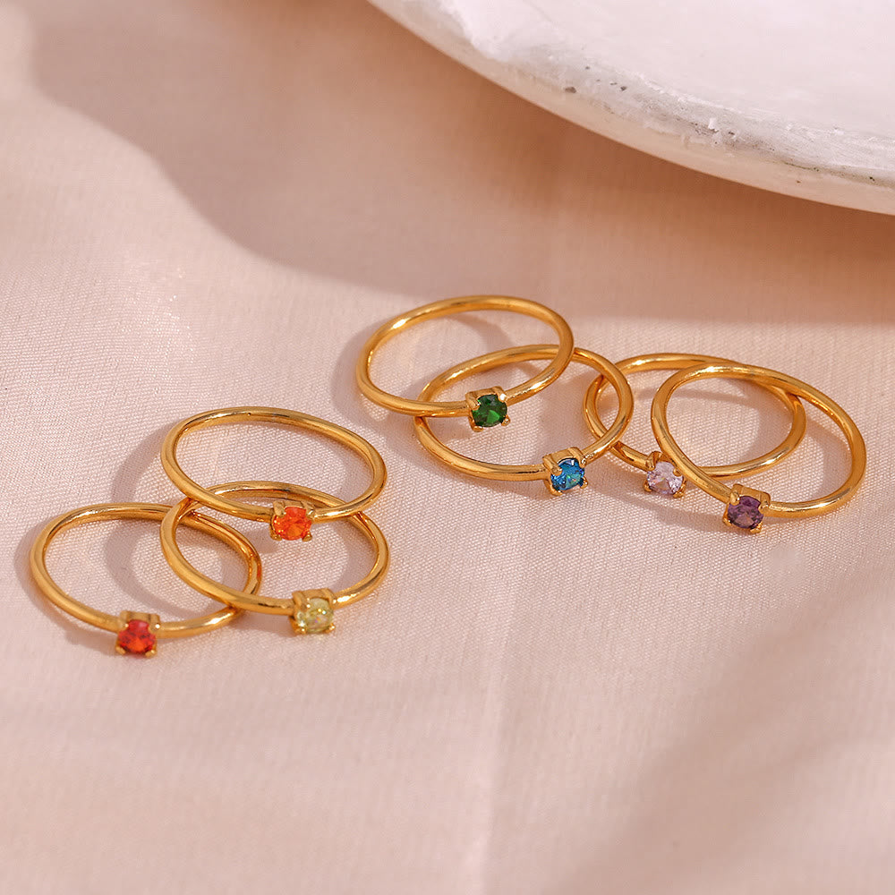 Olivenorma Simple Birthstone Stainless Steel Plated 18k Ring - image 41
