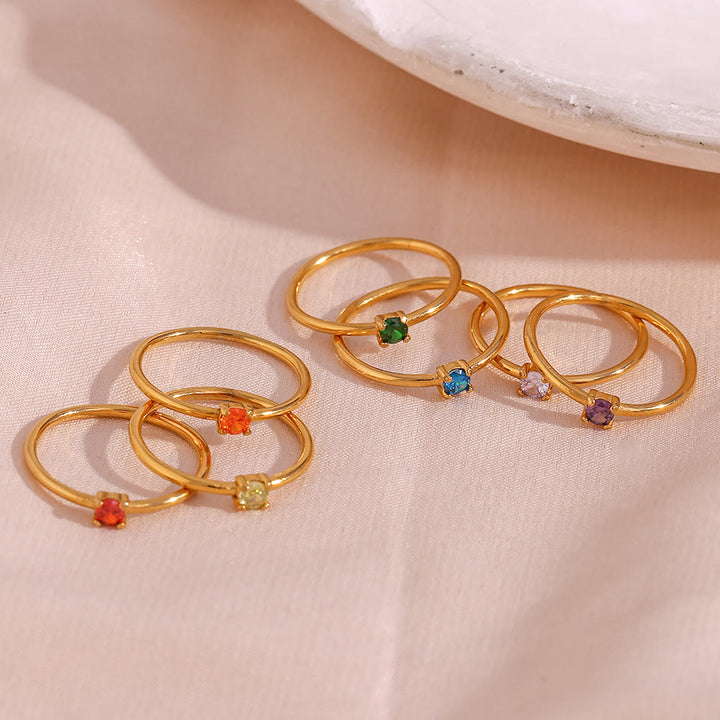 Olivenorma Simple Birthstone Stainless Steel Plated 18k Ring - image 41