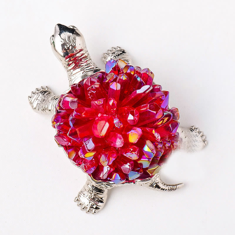 Olivenorma Natural Crystal Cluster Turtle Ornament Lamp Gemstone Decoration - Electroplated Red Crystal Cluster Without Lamp - image 26