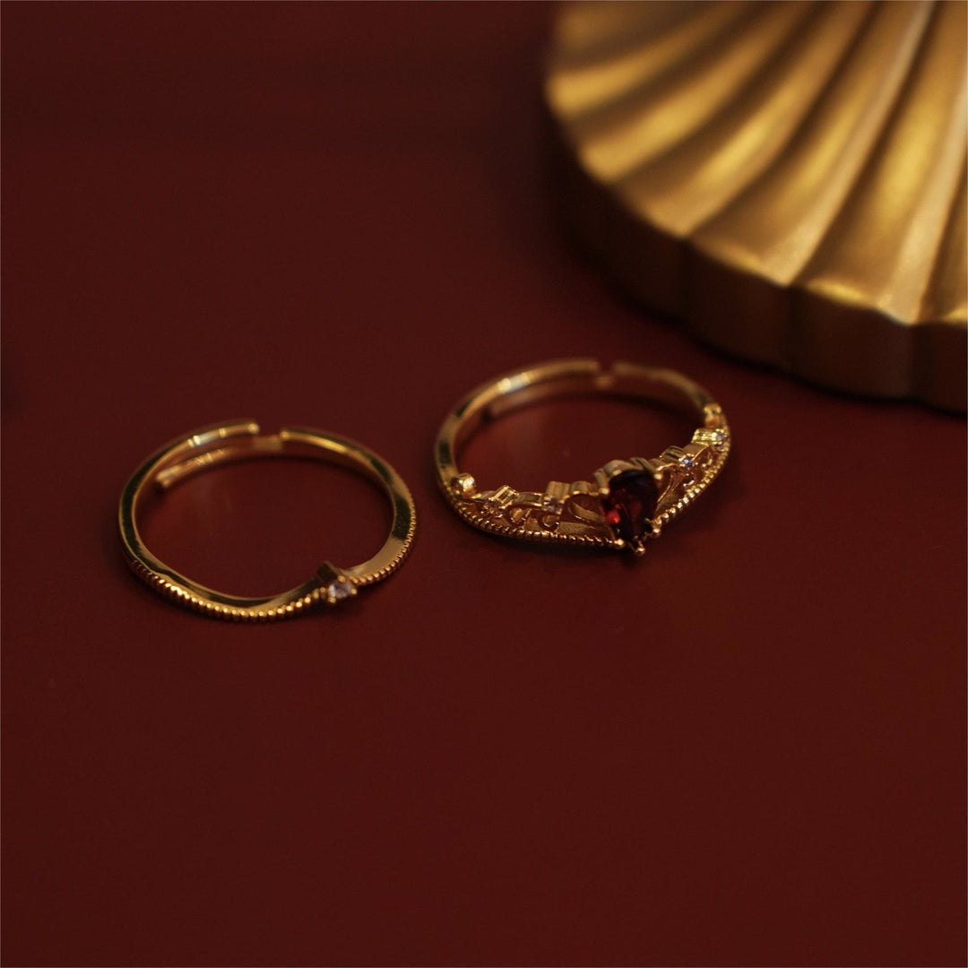 Olivenorma Red Garnet Crown Stackable Adjustable Ring Set - image 8