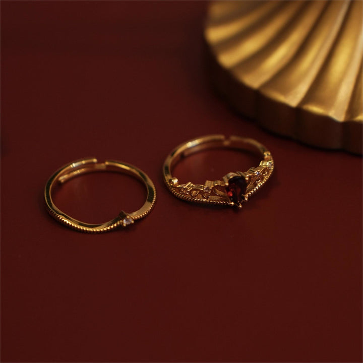 Olivenorma Red Garnet Crown Stackable Adjustable Ring Set - image 8