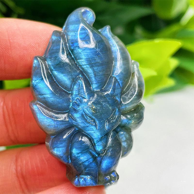 Olivenorma Natural Labradorite Moon Face Ornaments Gemstone Decoration - Fox #Labradorite - image 24