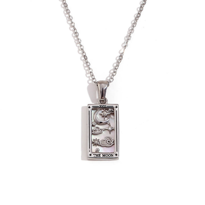 Olivenorma Stainless Steel 18k Gold Plated Tarot Card Necklace - THE MOON - Silver - image 14