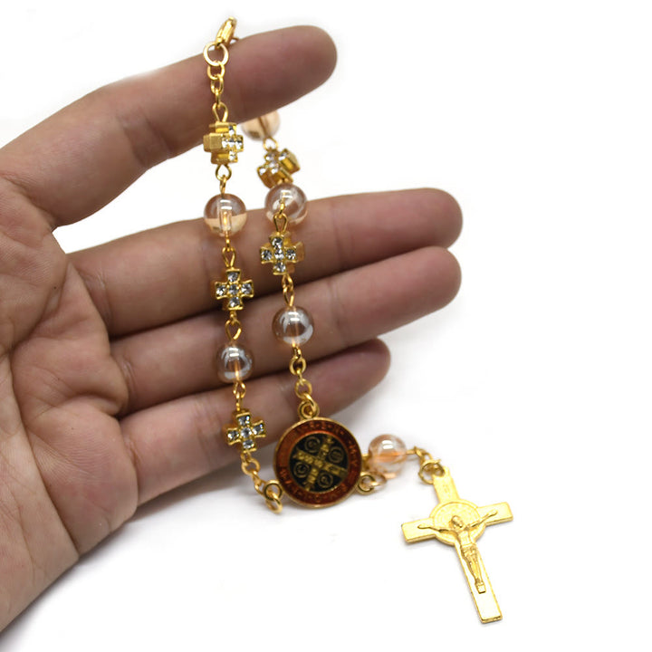 Olivenorma Prayer Beads Rosary Gold Cross Bracelet - image 2