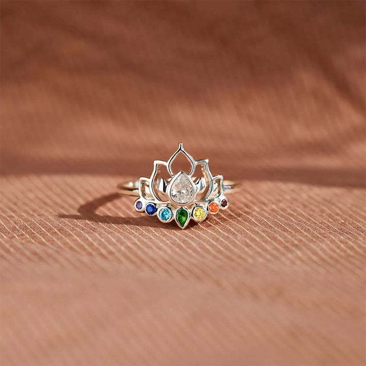 Olivenorma Lotus With 7 Chakras Yoga Rainbow Ring - Chakra - image 0