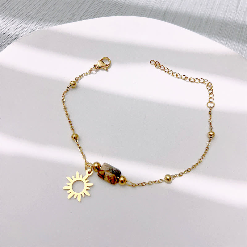 Olivenorma Natural Picture Jasper Sun Pendant Earrings Necklace Bracelet  - Bracelet - image 2