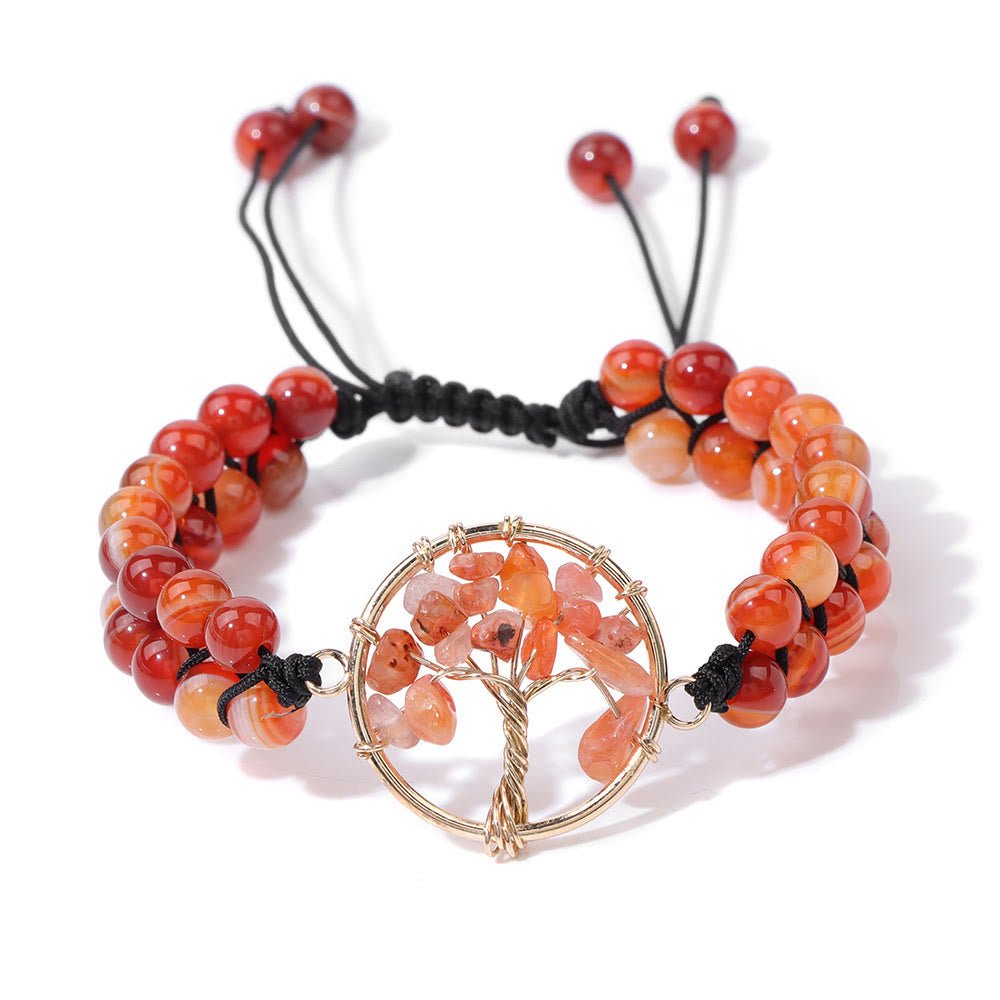 Olivenorma 6mm Beads Double Braided Tree Of Life Bracelet - Red Agate - image 4