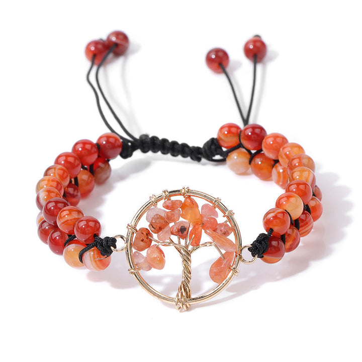 Olivenorma 6mm Beads Double Braided Tree Of Life Bracelet - Red Agate - image 4
