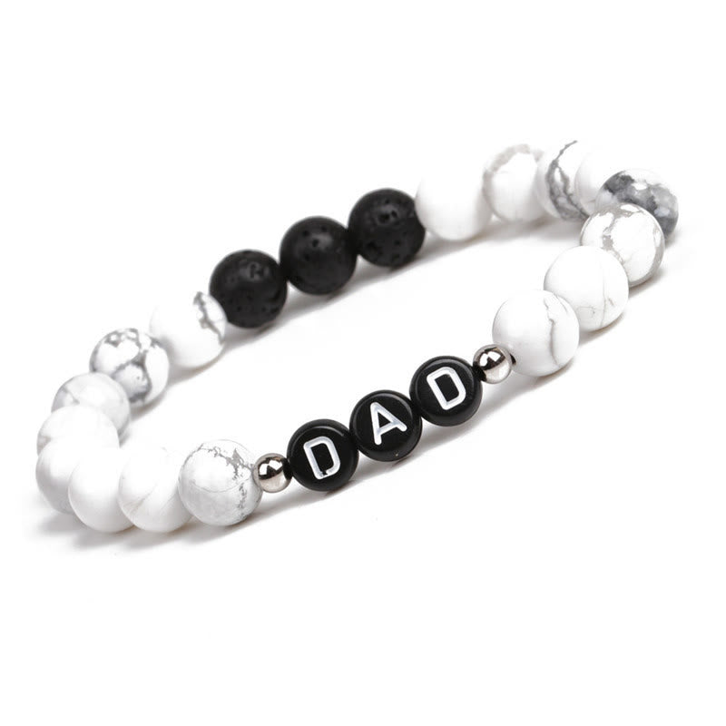 Olivenorma White Turquoise Mens Alphabet Dad Bracelet - White Turquoise&Black Onyx - image 2