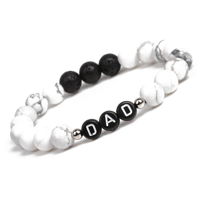 Olivenorma White Turquoise Mens Alphabet Dad Bracelet - White Turquoise&Black Onyx - image 2