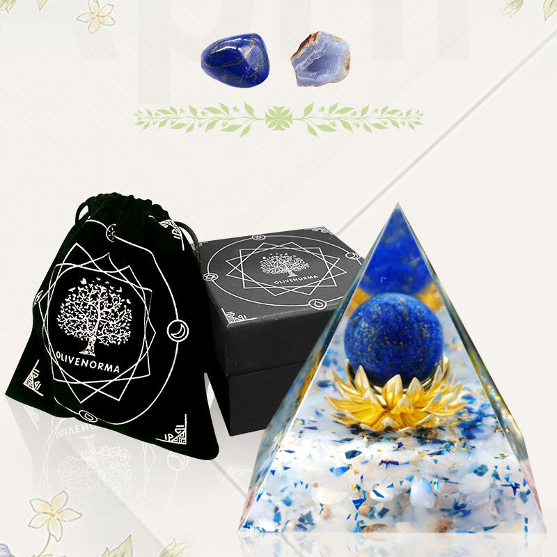 Olivenorma The Calm Power Lapis Lazuli & Blue Chalcedony Orgone Pyramid - image 1
