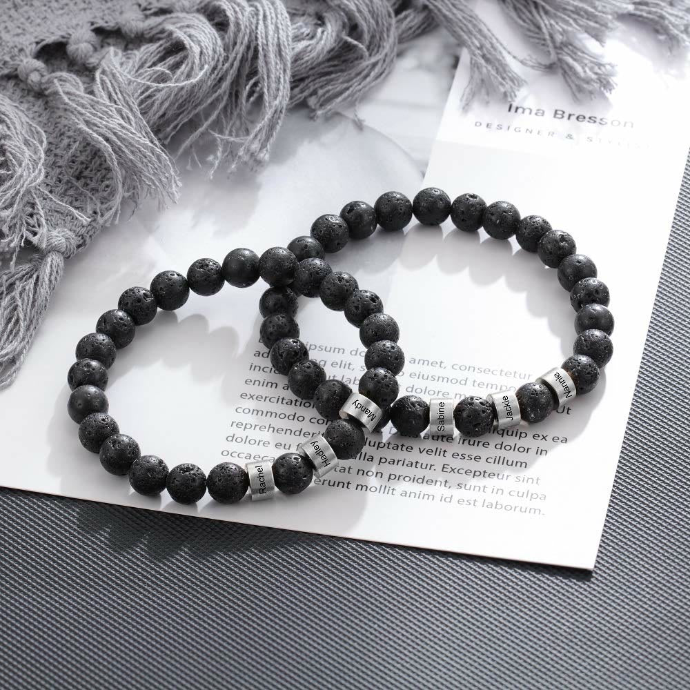 Olivenorma Natural Stone Engraving Personalized Beads Men Bracelet - image 45