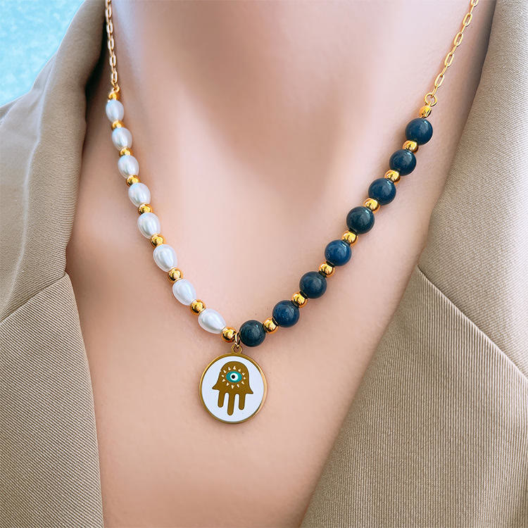 Olivenorma Pearl Lapis Lazuli Turquoise Necklace Bracelet Earrings Set - image 2